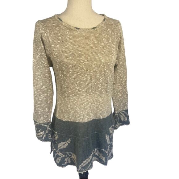 Bill Baber Handmade Scotland Women's Tunic Style Sweater Cream Blue Medium - Picture 2 of 10